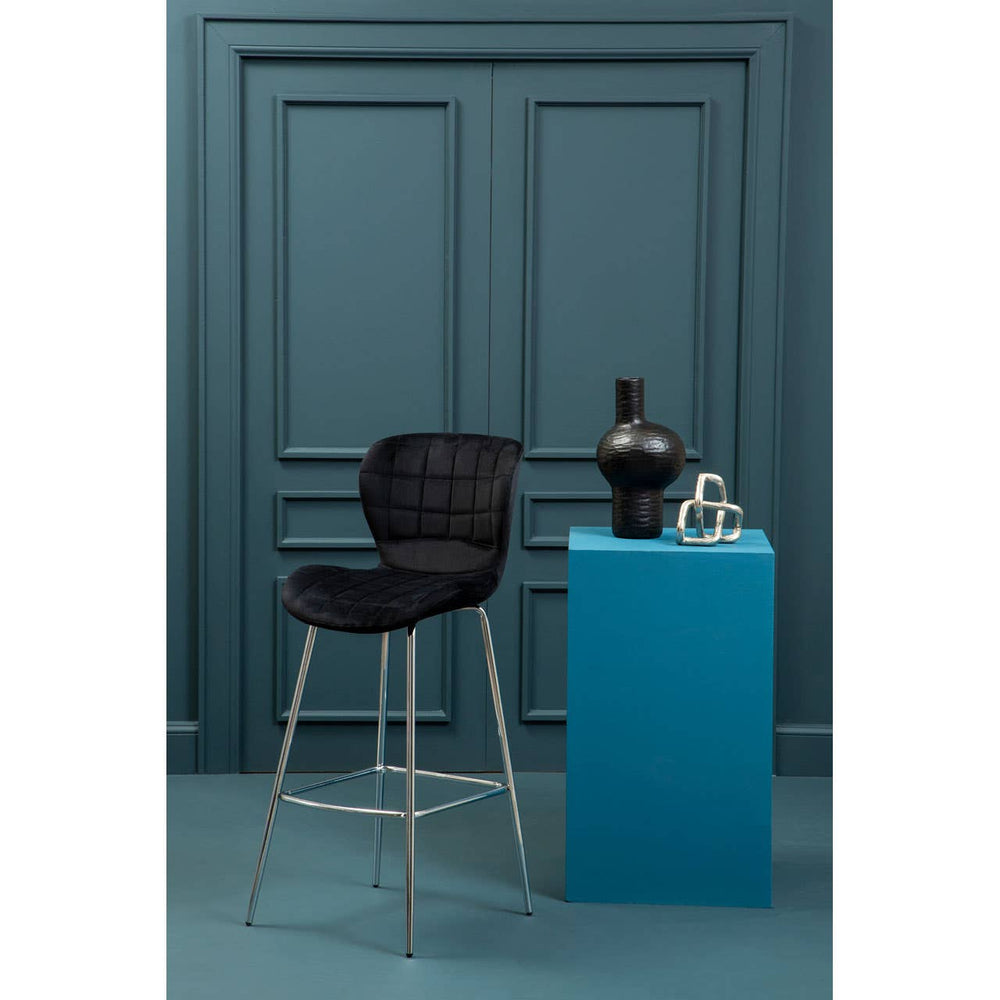 Luxe Black Velvet Bar Chair