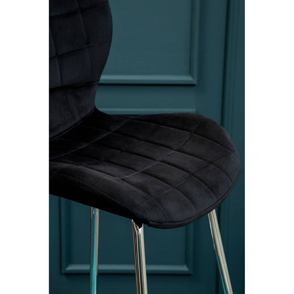 Luxe Black Velvet Bar Chair