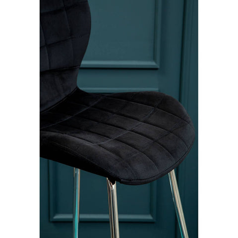 Luxe Black Velvet Bar Chair