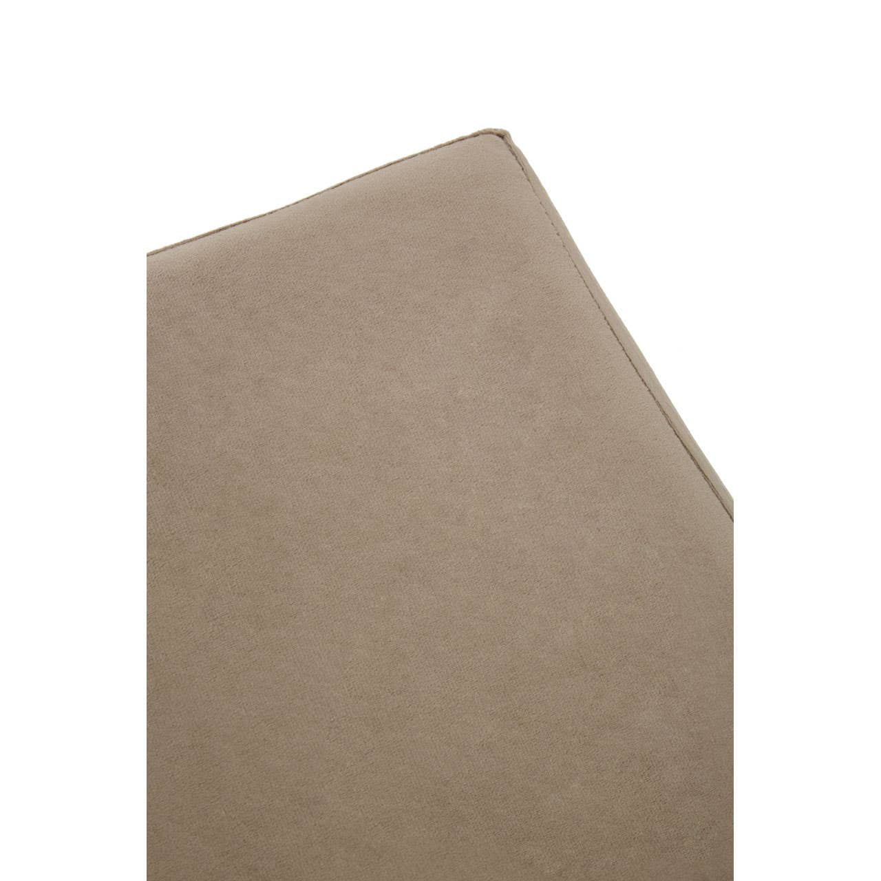 Square stool featuring a soft mink-colored upholstery with a sleek silver base, designed for modern home decor. The stool has clean lines and a minimalist aesthetic, making it a versatile addition to various interior styles