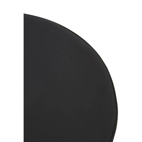 Round stool featuring a sleek black top with a smooth finish and a silver base, designed for modern home decor. The stool has a minimalist aesthetic with clean lines and a contemporary look