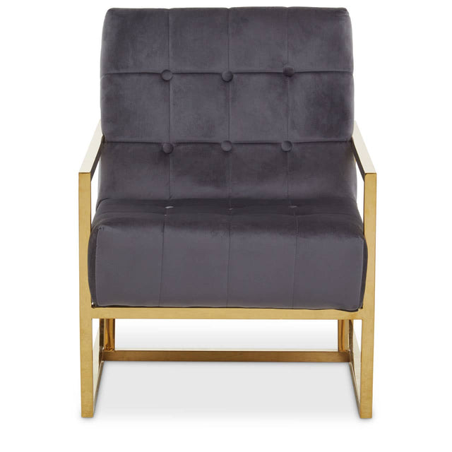 Luxe Grey Velvet Gold Chair