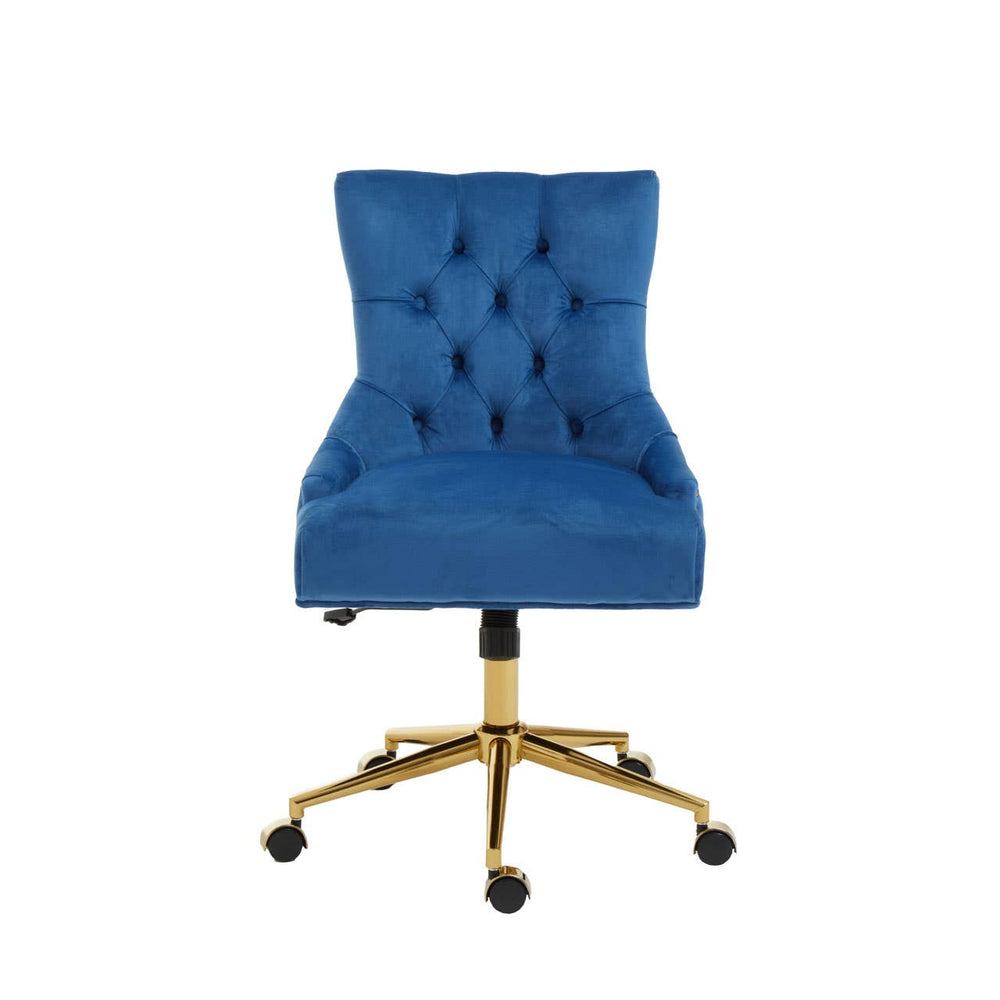 Luxe Blue Velvet Office Chair