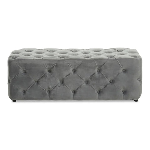 Plush Grey Velvet Button-Tufted