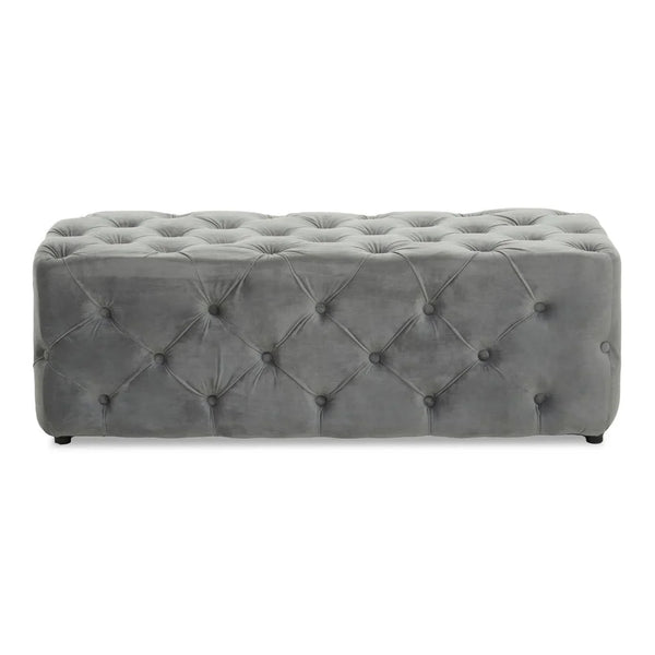Plush Grey Velvet Button-Tufted