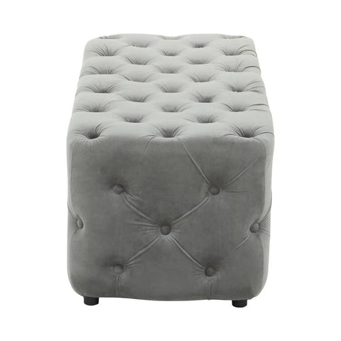 Plush Grey Velvet Button-Tufted