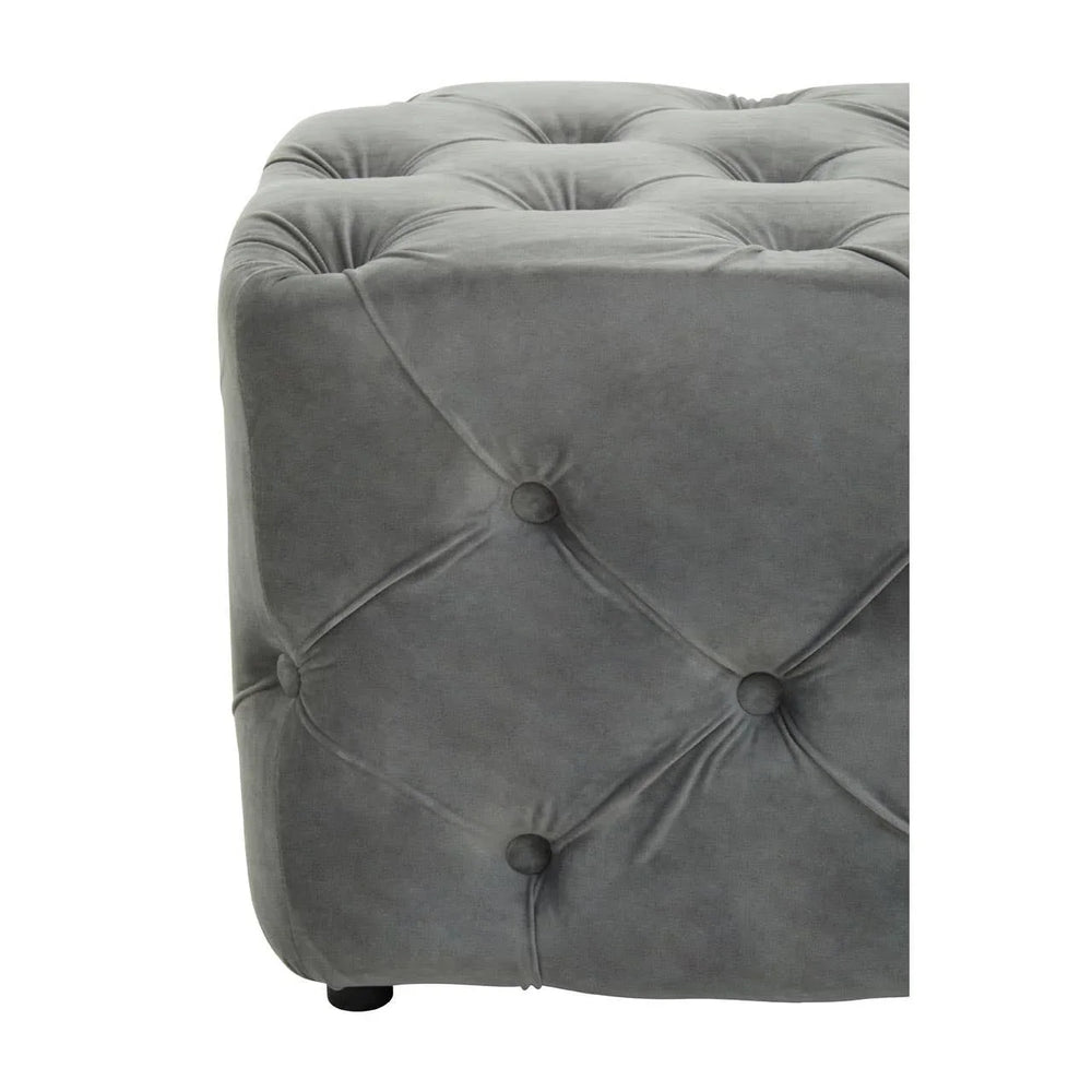 Plush Grey Velvet Button-Tufted