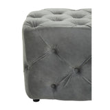 Plush Grey Velvet Button-Tufted