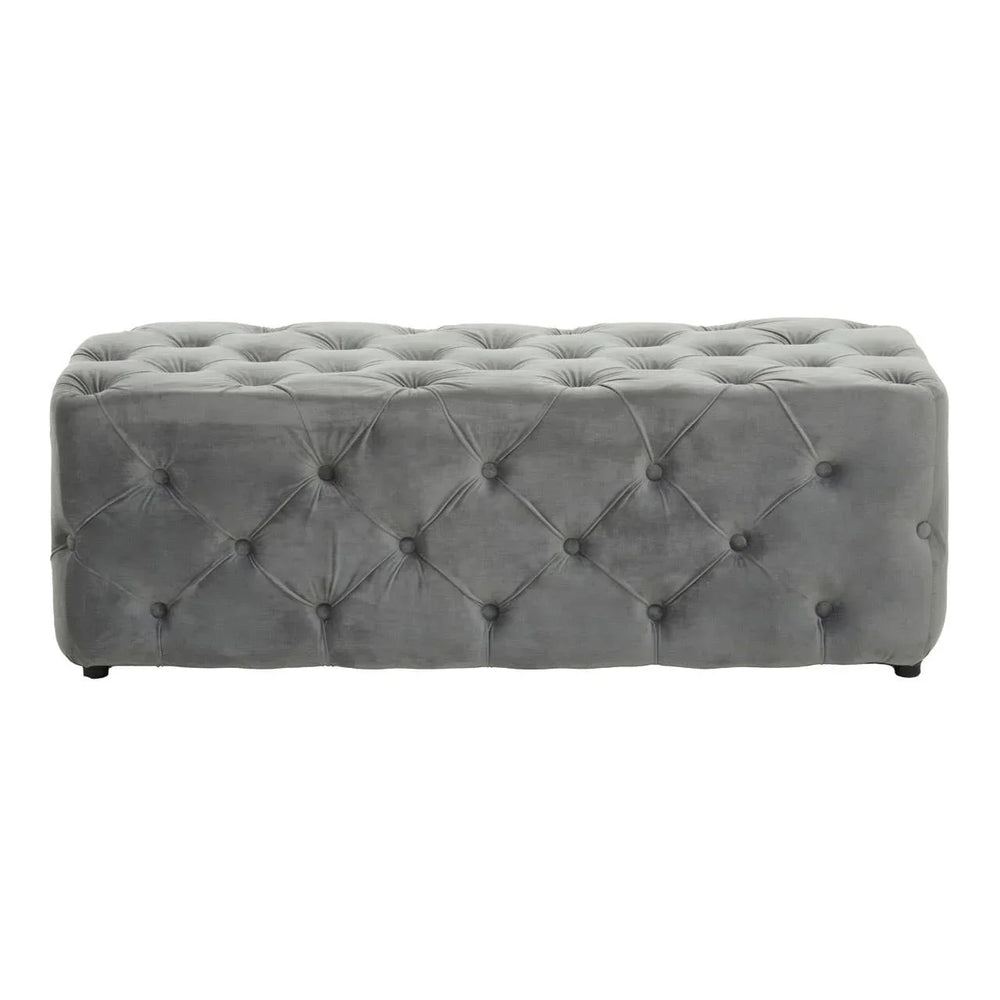 Plush Grey Velvet Button-Tufted