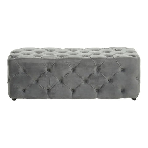 Plush Grey Velvet Button-Tufted