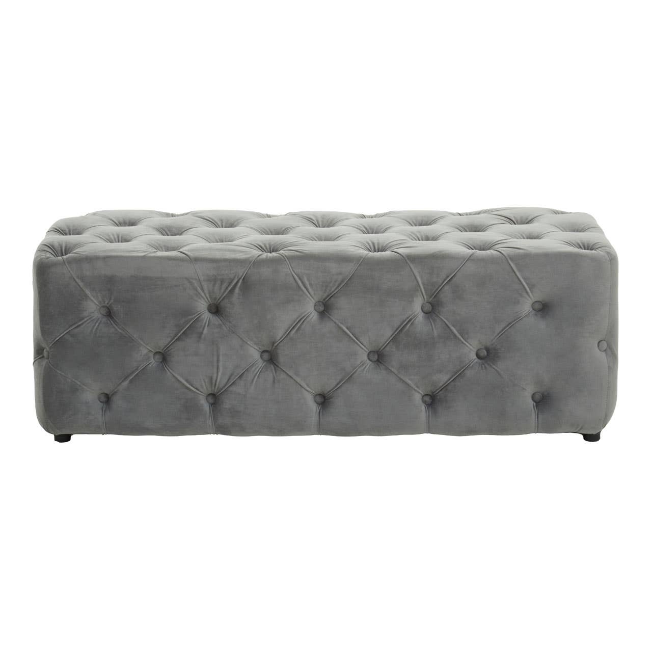Plush Grey Velvet Button-Tufted