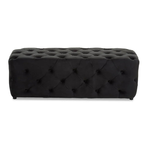 Luxe Black Velvet Tufted Bench