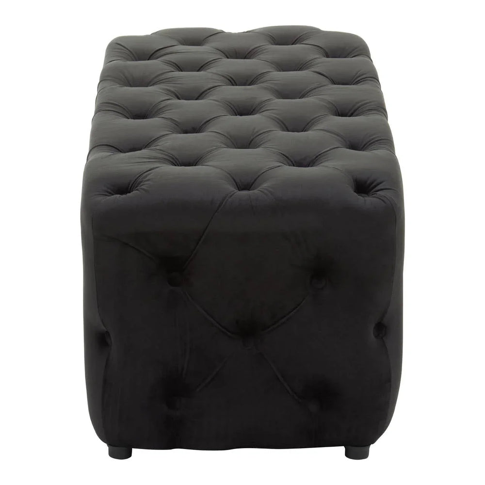 Luxe Black Velvet Tufted Bench