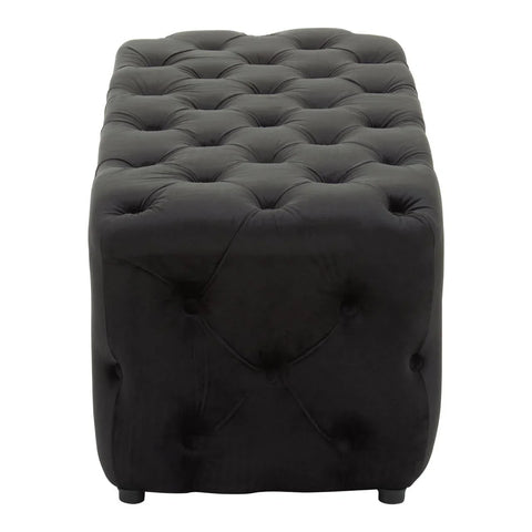 Luxe Black Velvet Tufted Bench