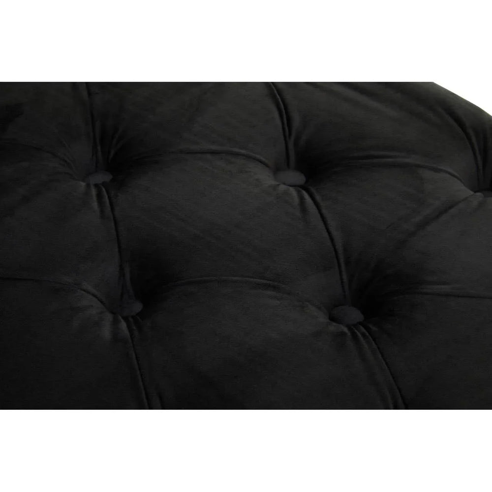 Luxe Black Velvet Tufted Bench