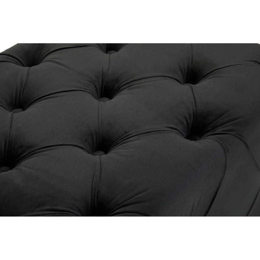 Luxe Black Velvet Tufted Bench