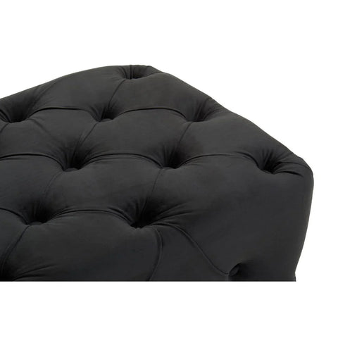 Luxe Black Velvet Tufted Bench