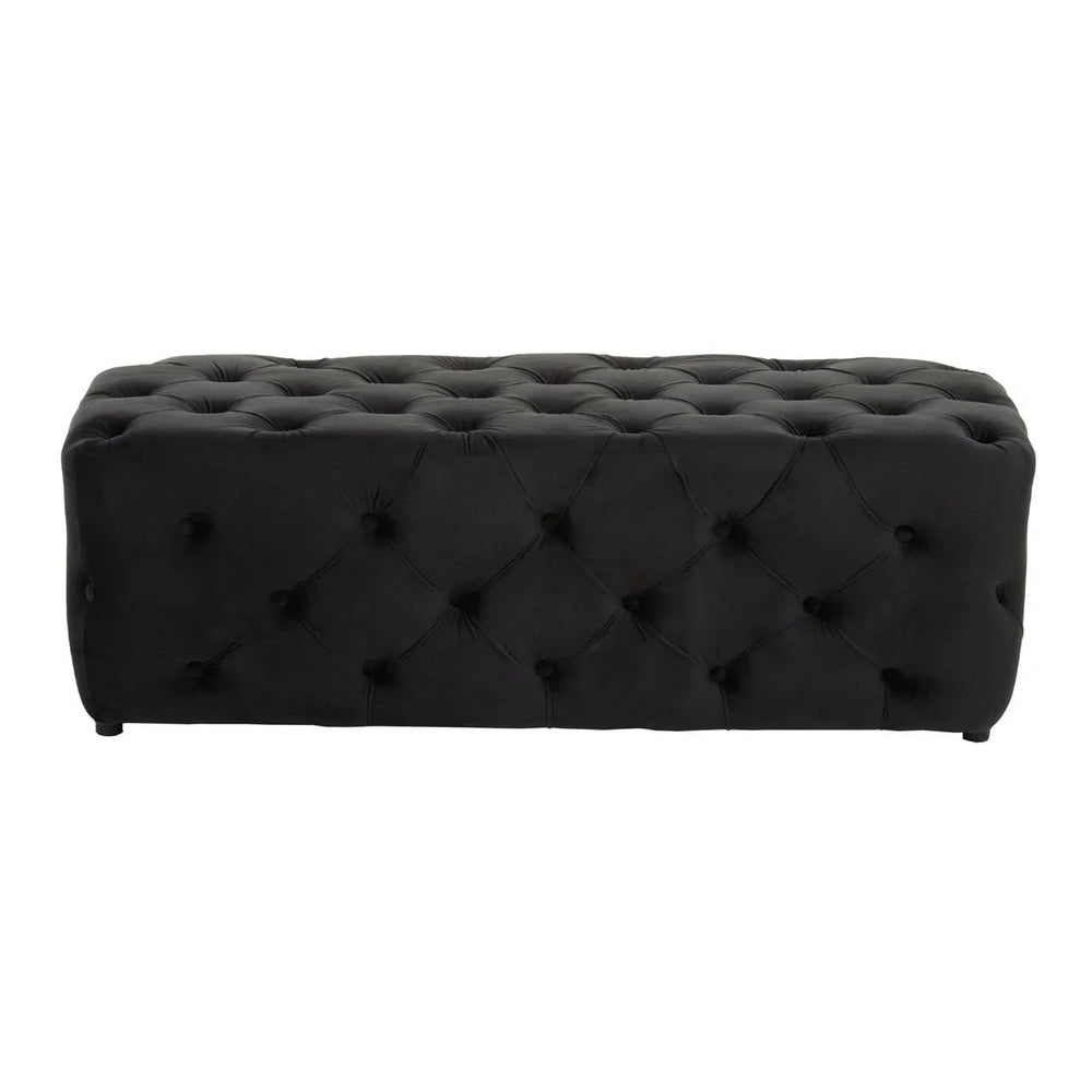 Luxe Black Velvet Tufted Bench