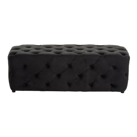 Luxe Black Velvet Tufted Bench