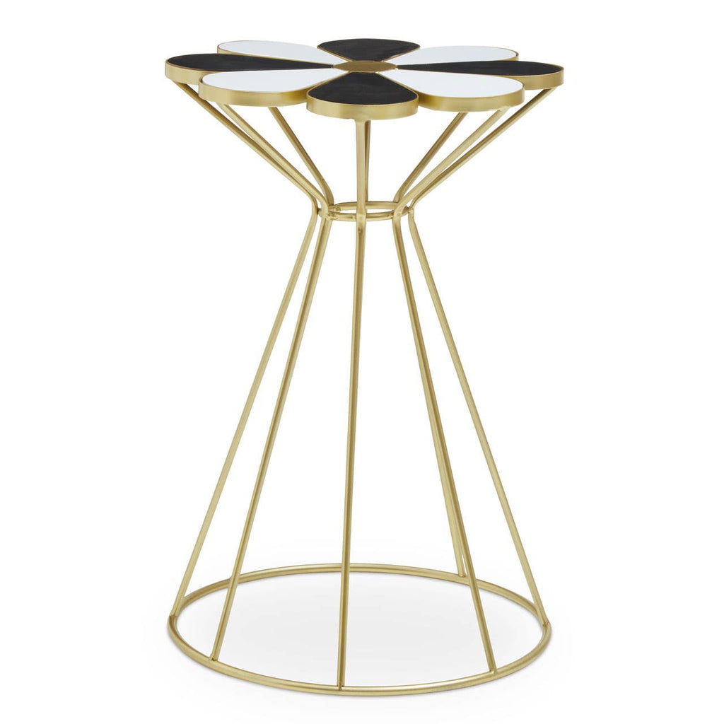 Monochrome Flower Petal Side Table