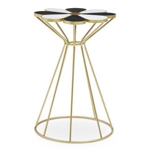 Monochrome Flower Petal Side Table