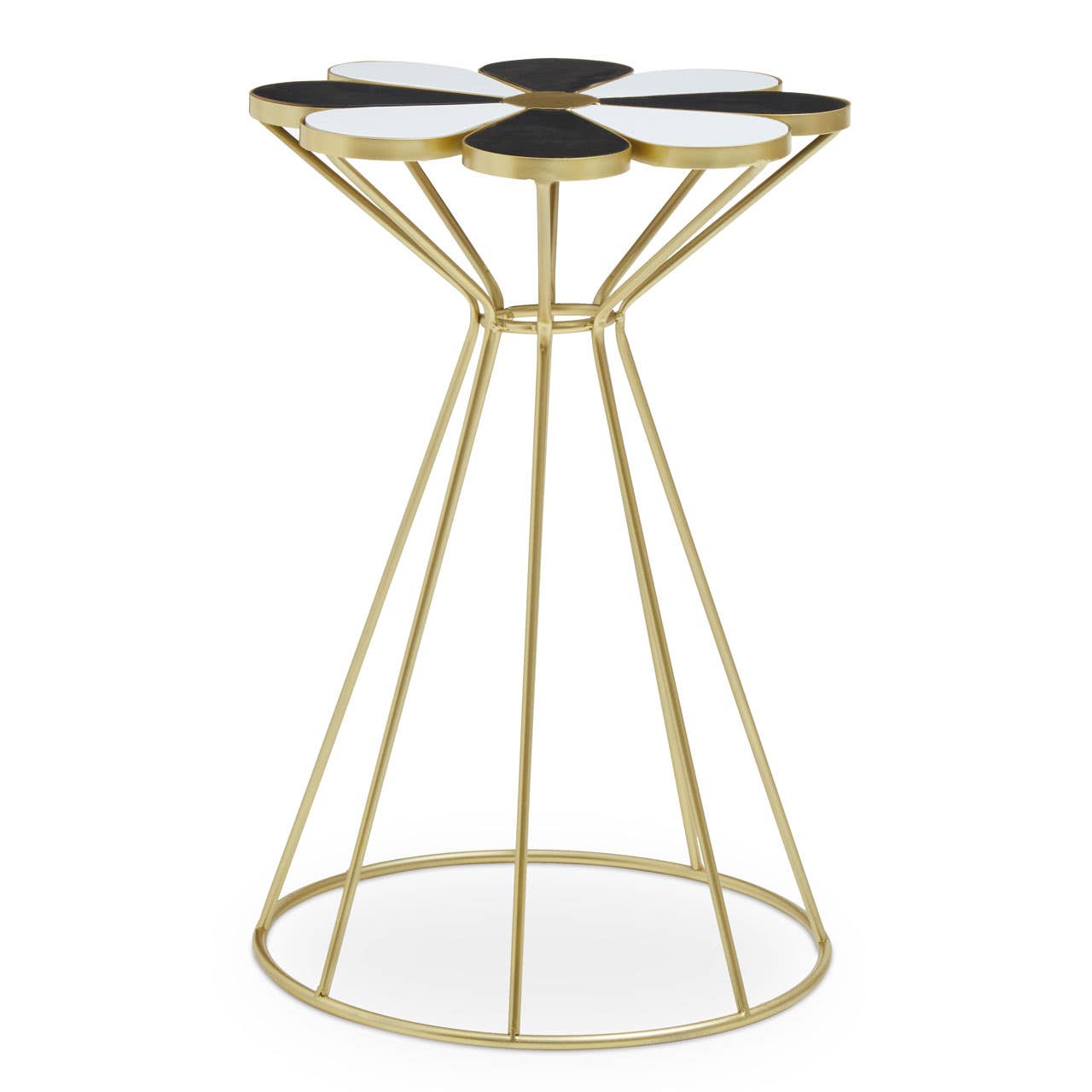 Monochrome Flower Petal Side Table