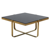 Golden Frame Black Glass Coffee
