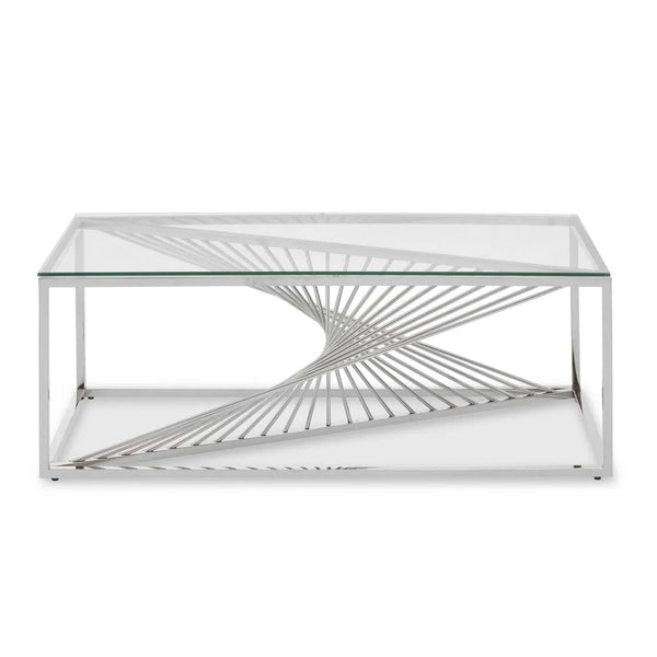 Silver Elegance Glass Coffee Table