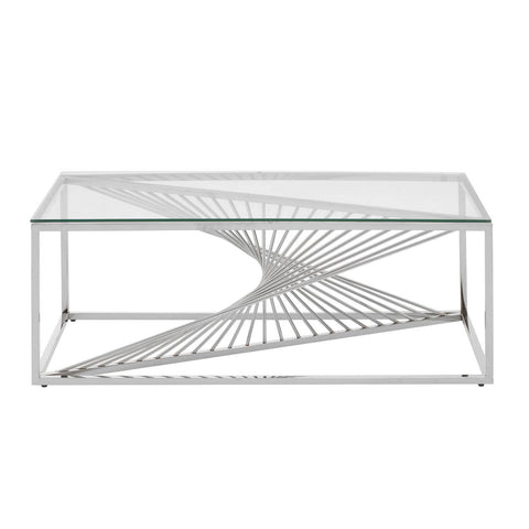 Silver Elegance Glass Coffee Table