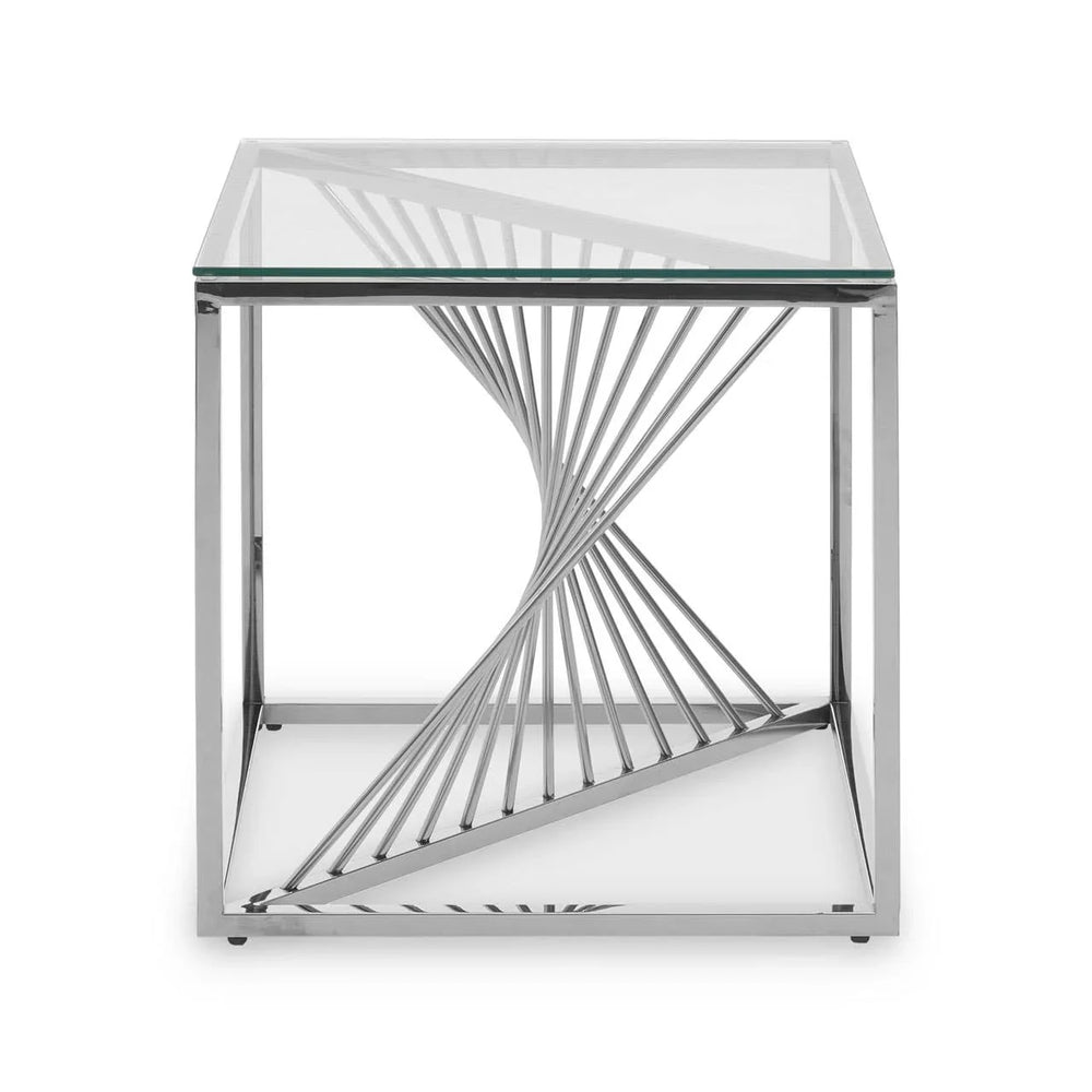 Elegant Silver Glass End Table