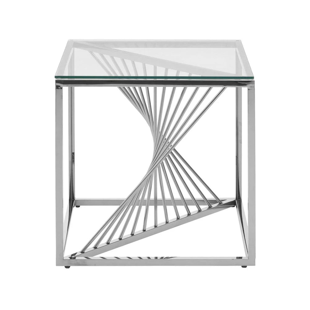 Elegant Silver Glass End Table
