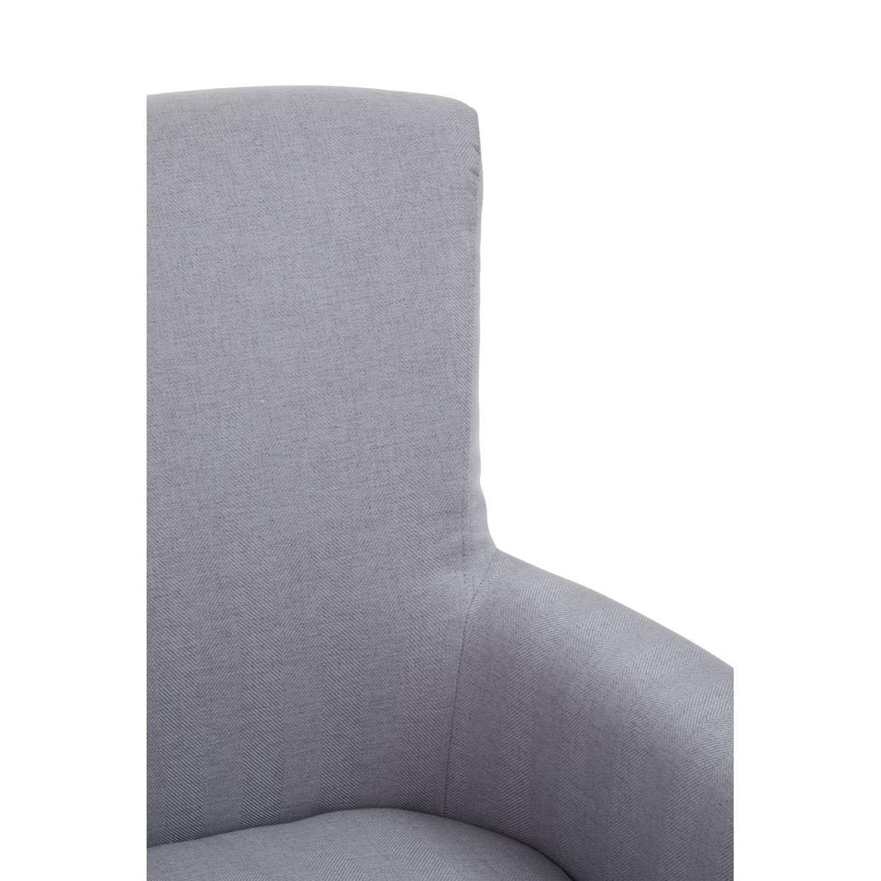 Close-up of grey fabric armchair backrest and seat with soft upholstery
