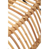 Close-up view of the woven rattan structure of the Manado Rattan Chair and Footstool Set, showcasing the natural bamboo color and intricate pattern of the rattan strands. The background is plain white, emphasizing the texture and craftsmanship of the furniture