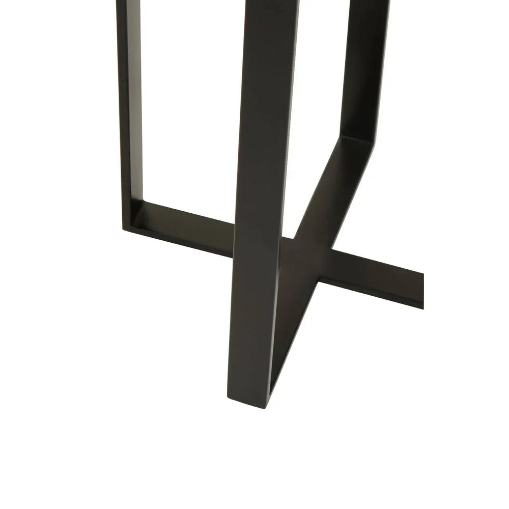 Black metal table leg with cross base detail, modern industrial dining table support