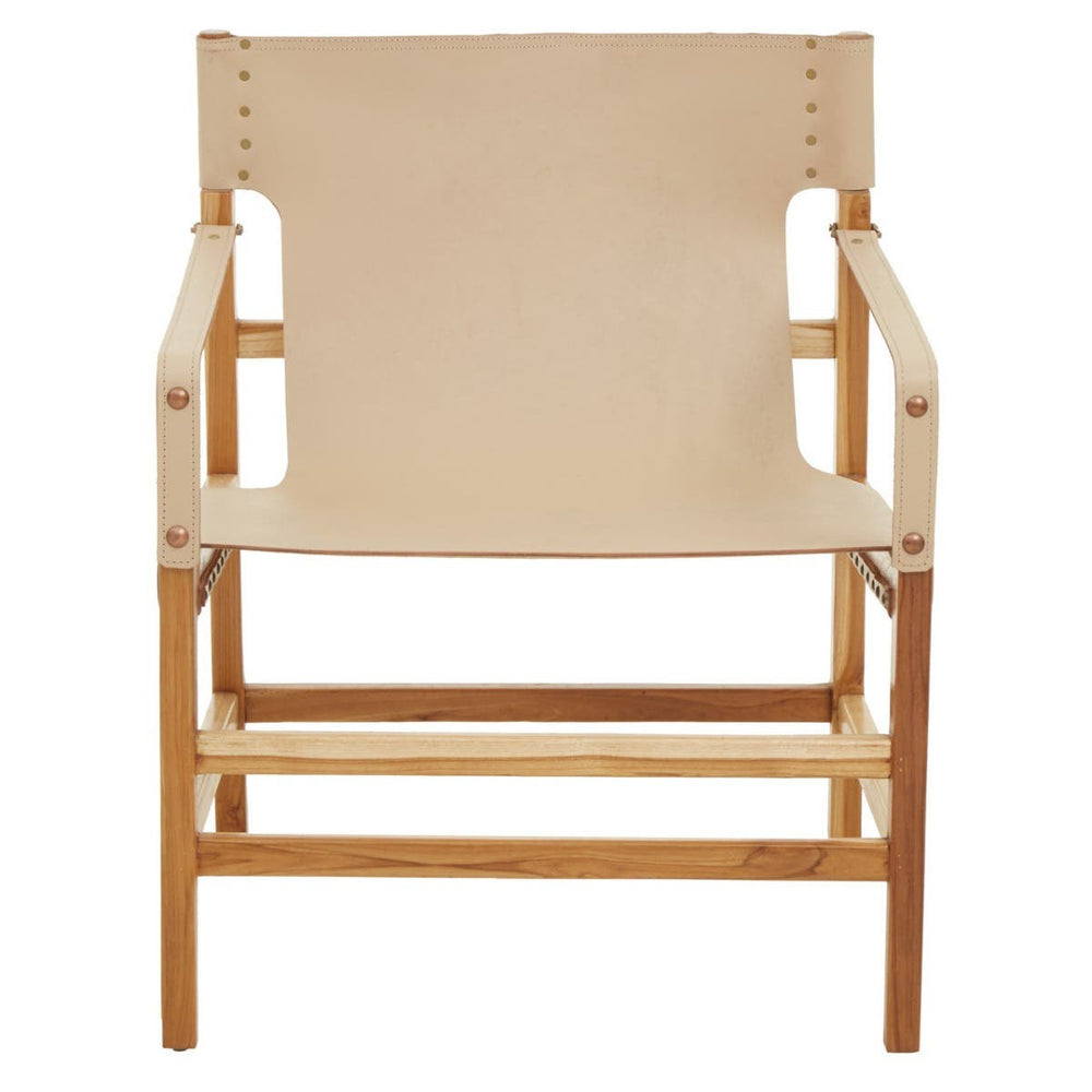 Luxe Leather Teak Wood Chair