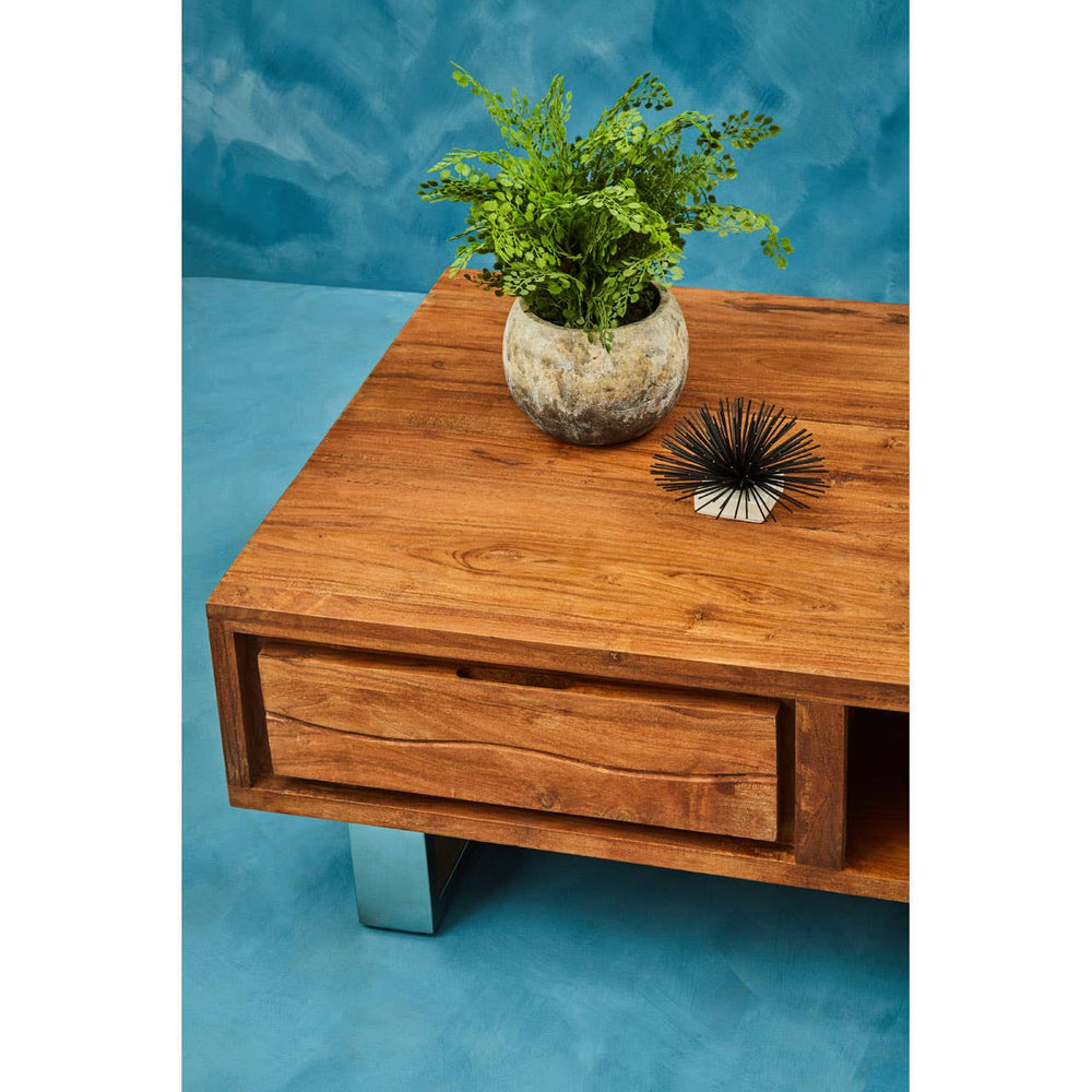Acacia Wood Modern Coffee Table
