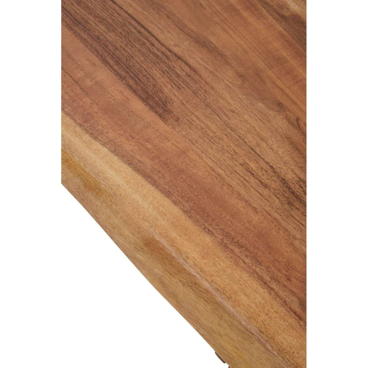 Close-up of solid wood tabletop with natural grain and smooth finish