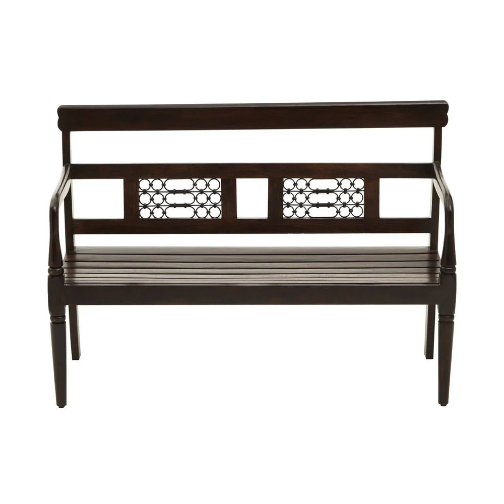 Rustic Iron-Framed Wooden Bench
