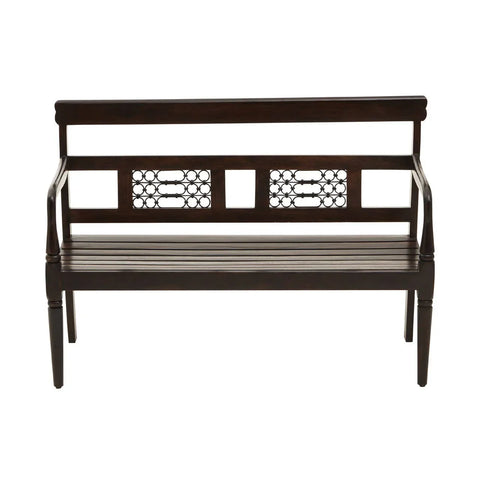 Rustic Iron-Framed Wooden Bench