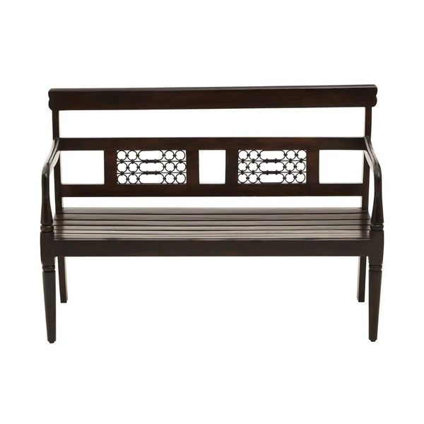 Rustic Iron-Framed Wooden Bench