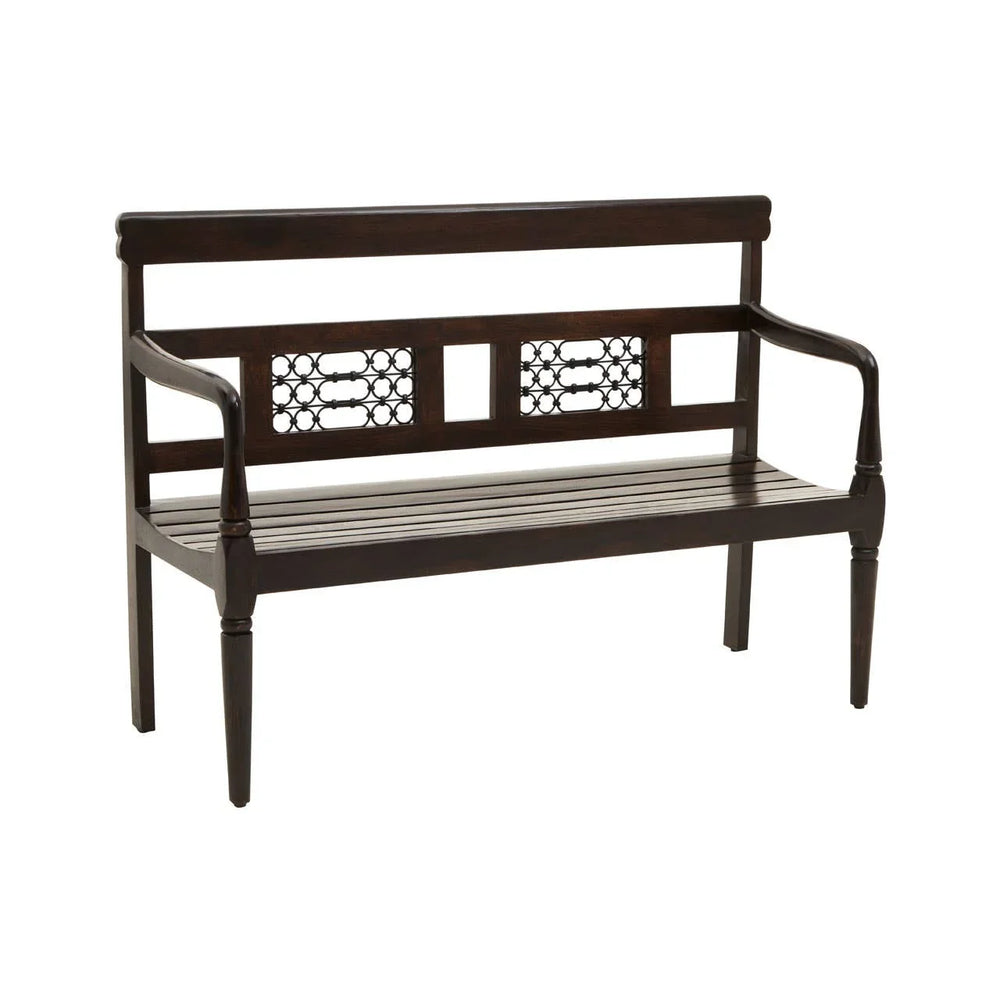Rustic Iron-Framed Wooden Bench
