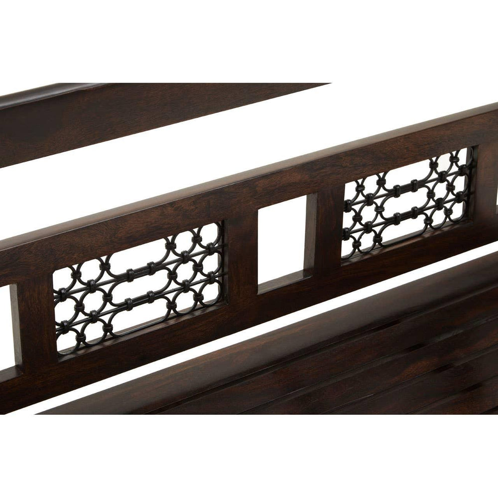 Rustic Iron-Framed Wooden Bench