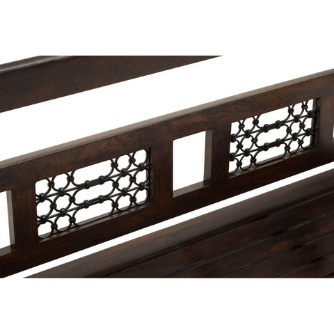 Rustic Iron-Framed Wooden Bench