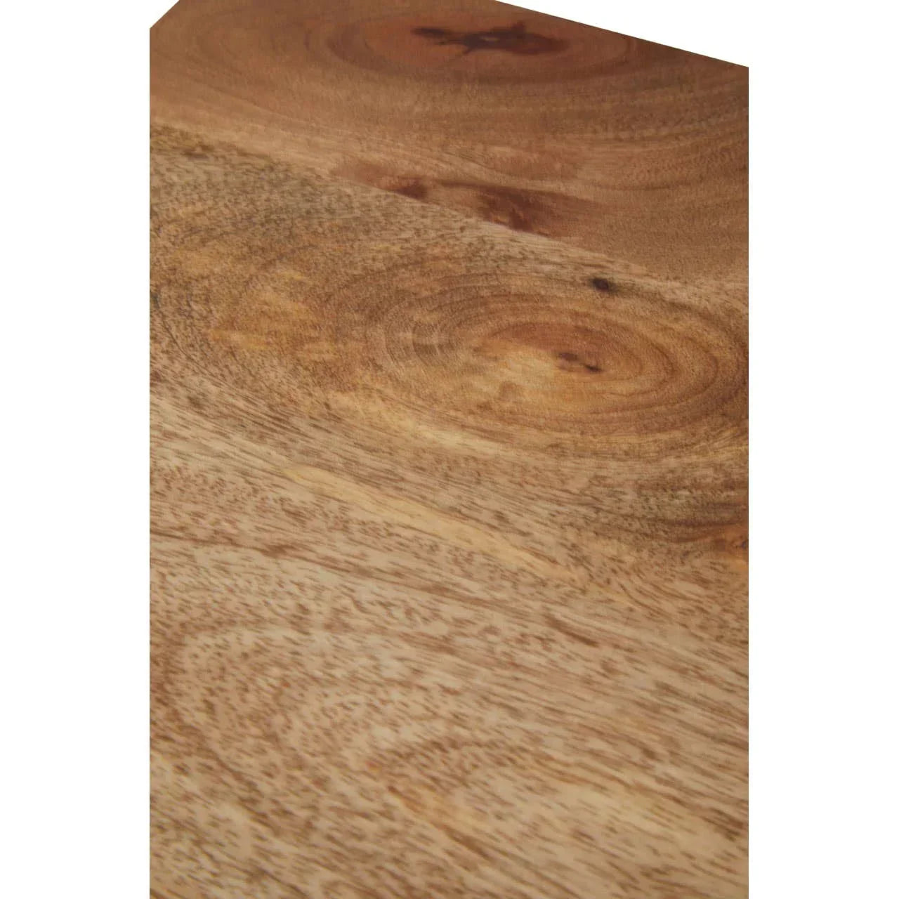 mango wood table top showing natural wood grain and smooth finish