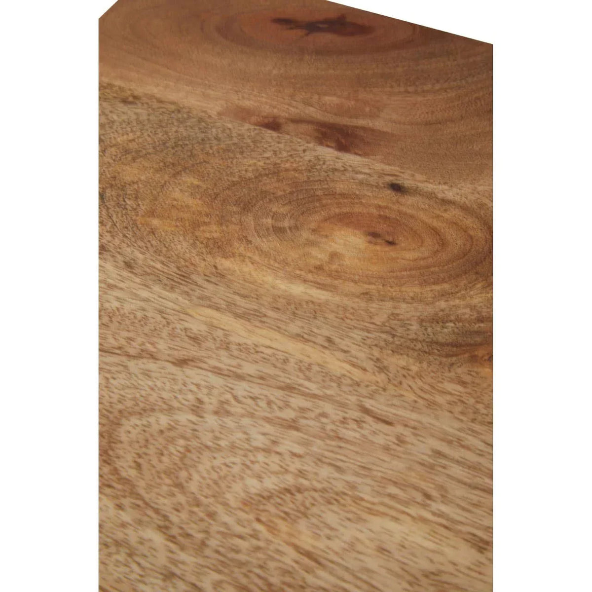 mango wood table top showing natural wood grain and smooth finish