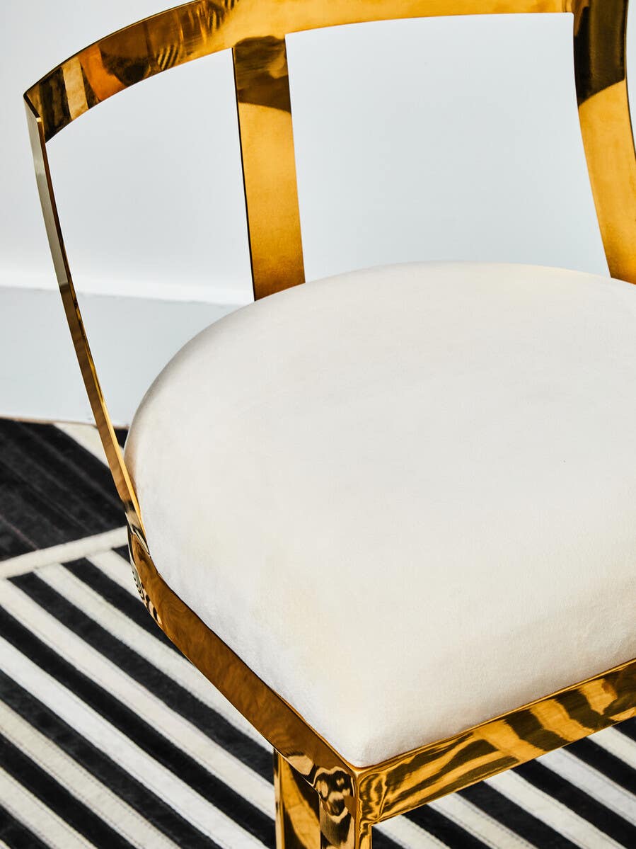 Luxe Ivory Velvet Bar Stool