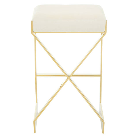Luxe Ivory Velvet Barstool
