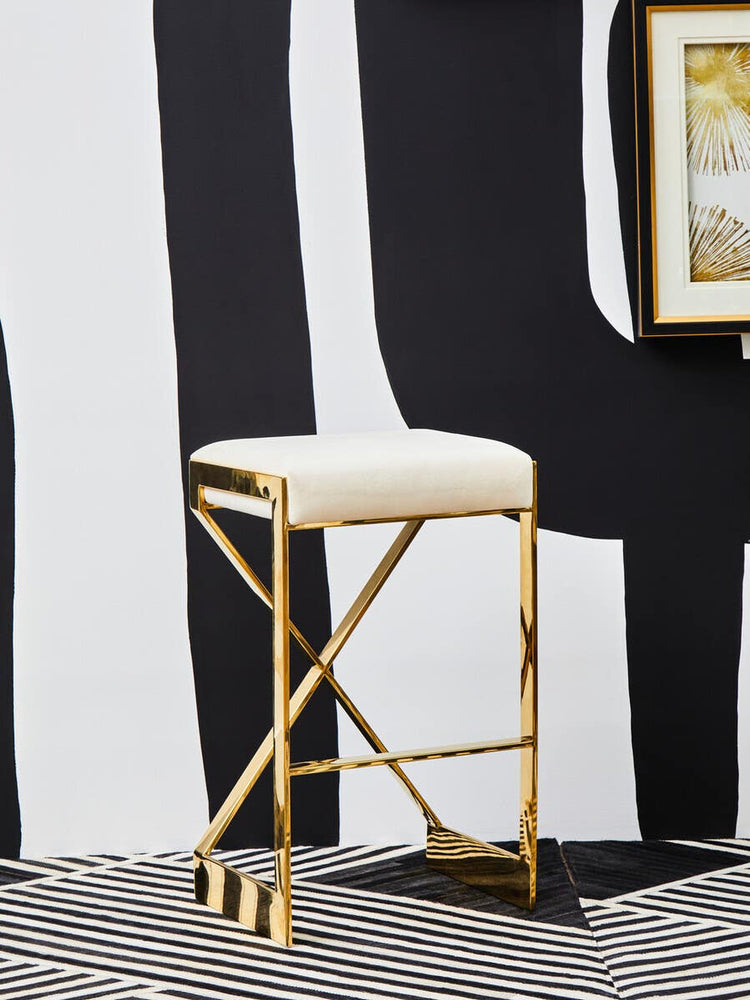 Luxe Ivory Velvet Barstool