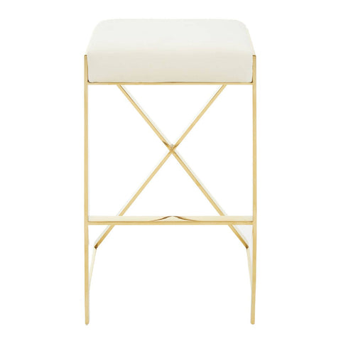 Luxe Ivory Velvet Barstool