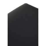 Close-up of black faux leather seat cushion detail